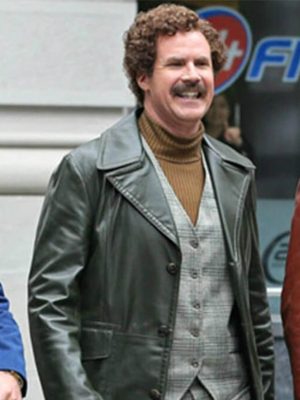 Will Ferrell Anchorman 2 Green Leather Coat
