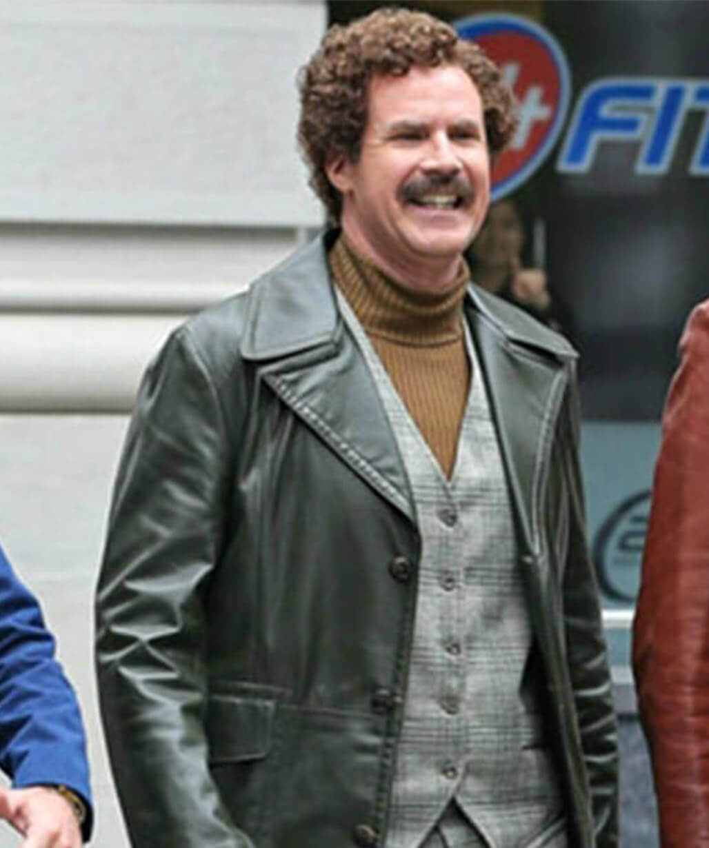 Will Ferrell Anchorman 2 Green Leather Coat
