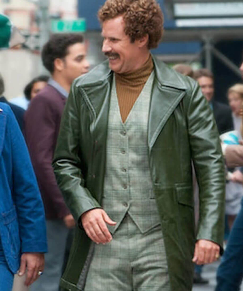 Will Ferrell Anchorman 2 Green Leather Coat